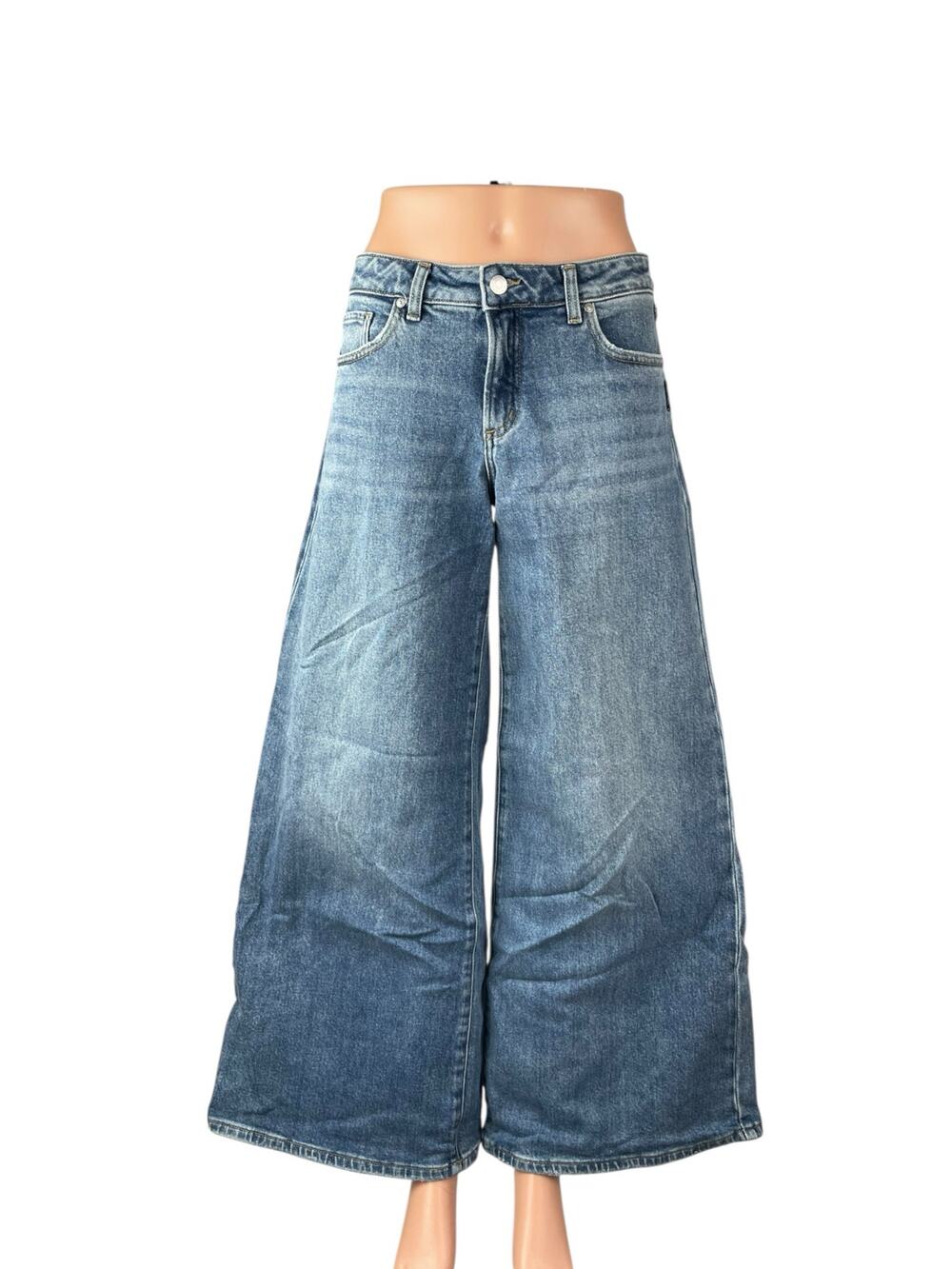 Silver Jeans Co Women's Blue Mid Rise Wide Leg Baggy Palazzo Denim Jeans Size 25